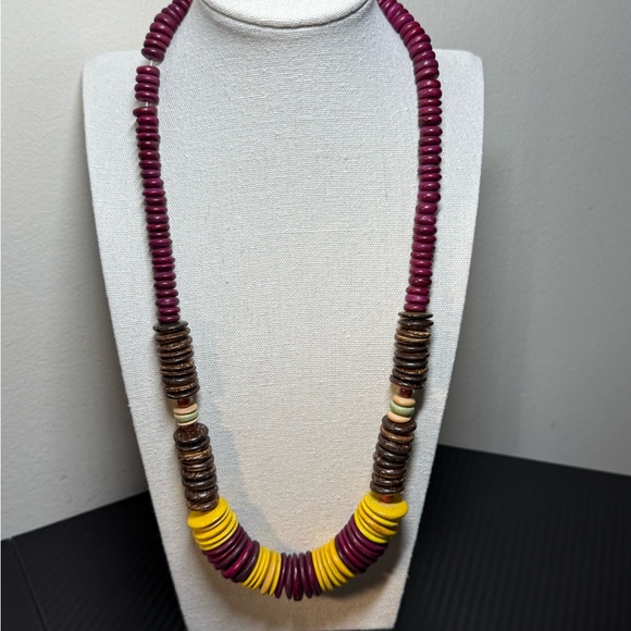 Multicolor Wood Beaded Necklace - Picture 1 of 6